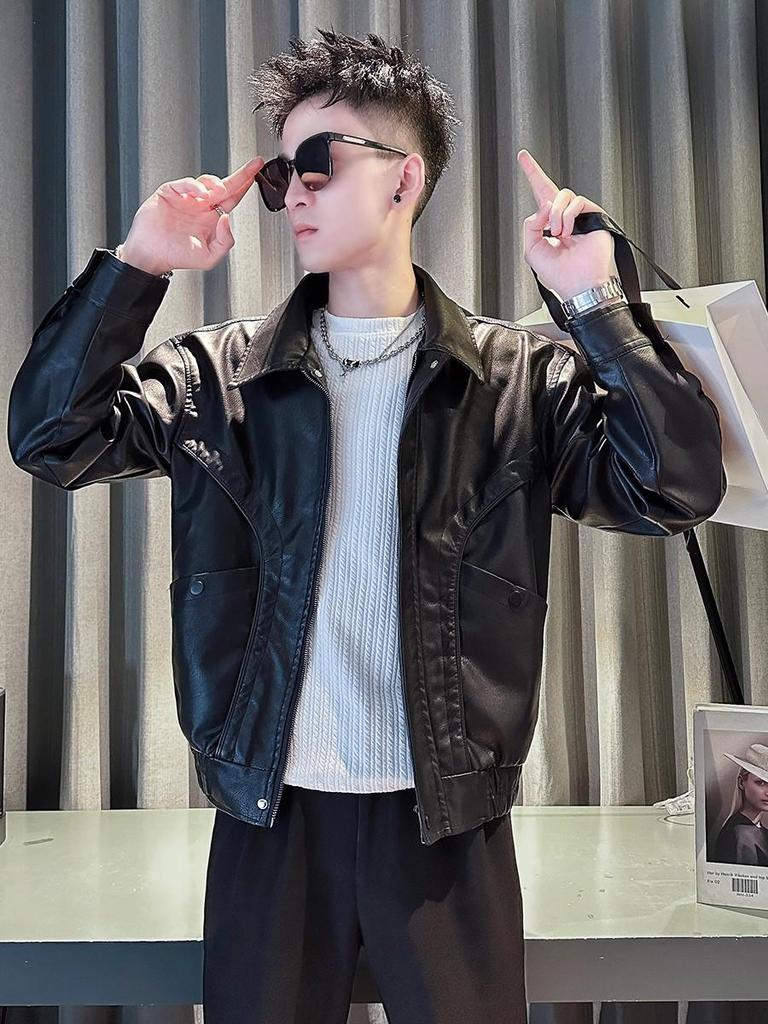 Men's High-End Trendy PU Leather Jacket - New 2025 Autumn/Winter Stylish Rogue Design