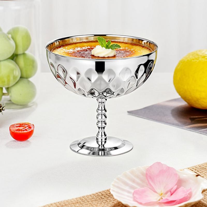 Edelstahlkelchbecher Eisdessert Salatschüssel Obstteller Snackschale Puddingbecher Tasse KTV Bar Zubehör