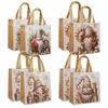4-12pcs Christmas Gift Bag Santa Claus Non-Woven Tote Bag with Handle 2025 Christmas Decoration For Home New Year Kids Gift Wrap