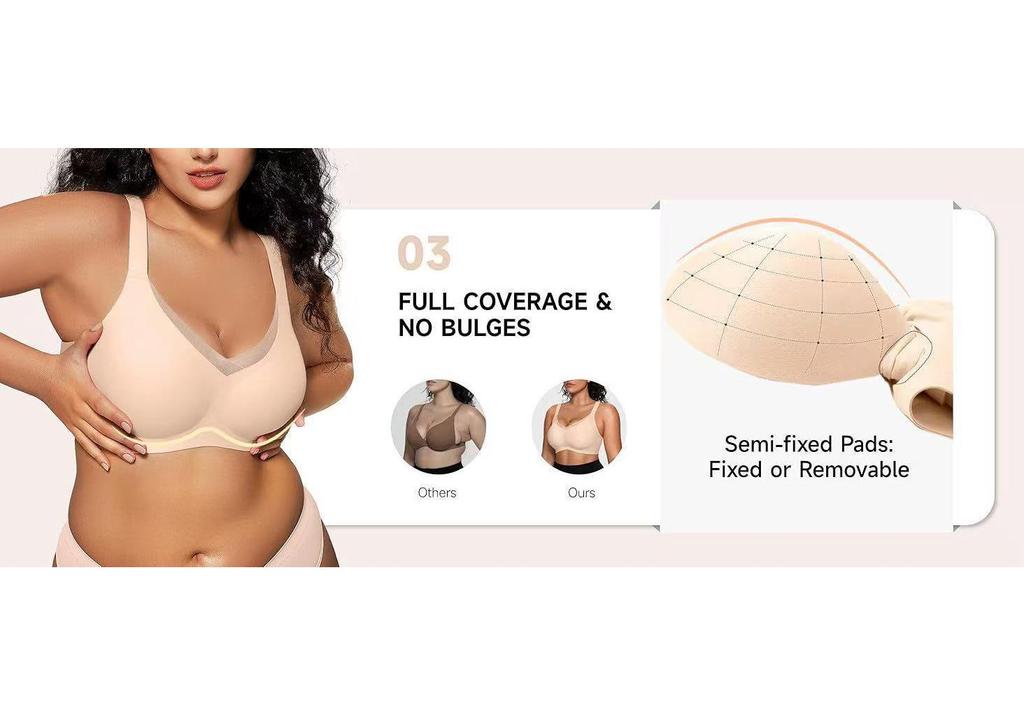 Seamless Wireless Push-up Bra for Plus Size Women - Adjustable and Comfortable Fit