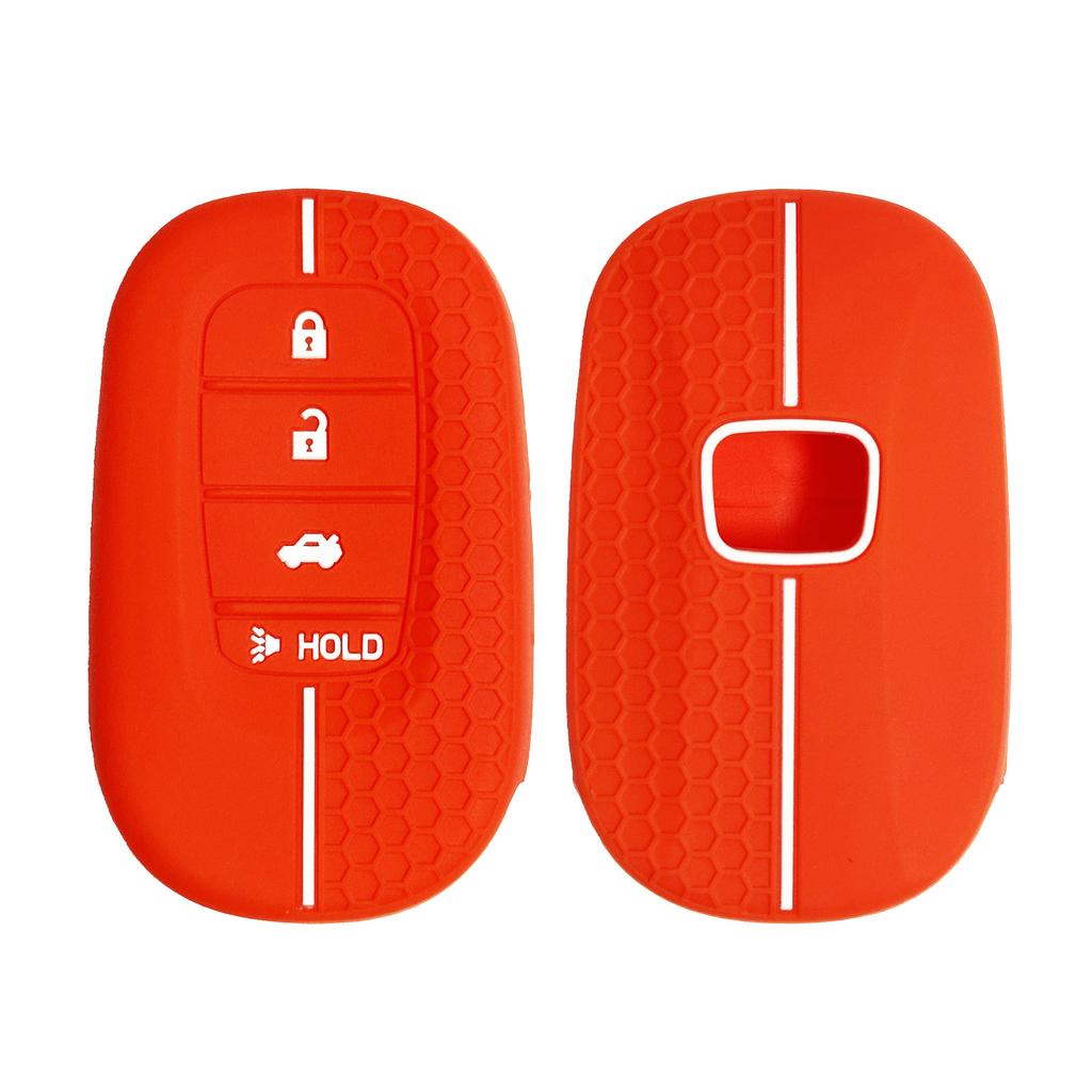 Silicone Rubber Key Fob Cover Compatible With Honda - Accord Civic Cr-V Sport Si Ex Ex-L Touring 4 Buttons Smart Key