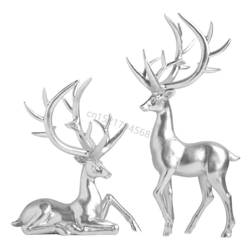 Elegante Harz-Rentier-Skulpturen Hirschfigur Perfekt zum Hinzufügen von künstlerischem Flair zum Raum Elegante Wohnzimmer-Dekorationen 6XDE