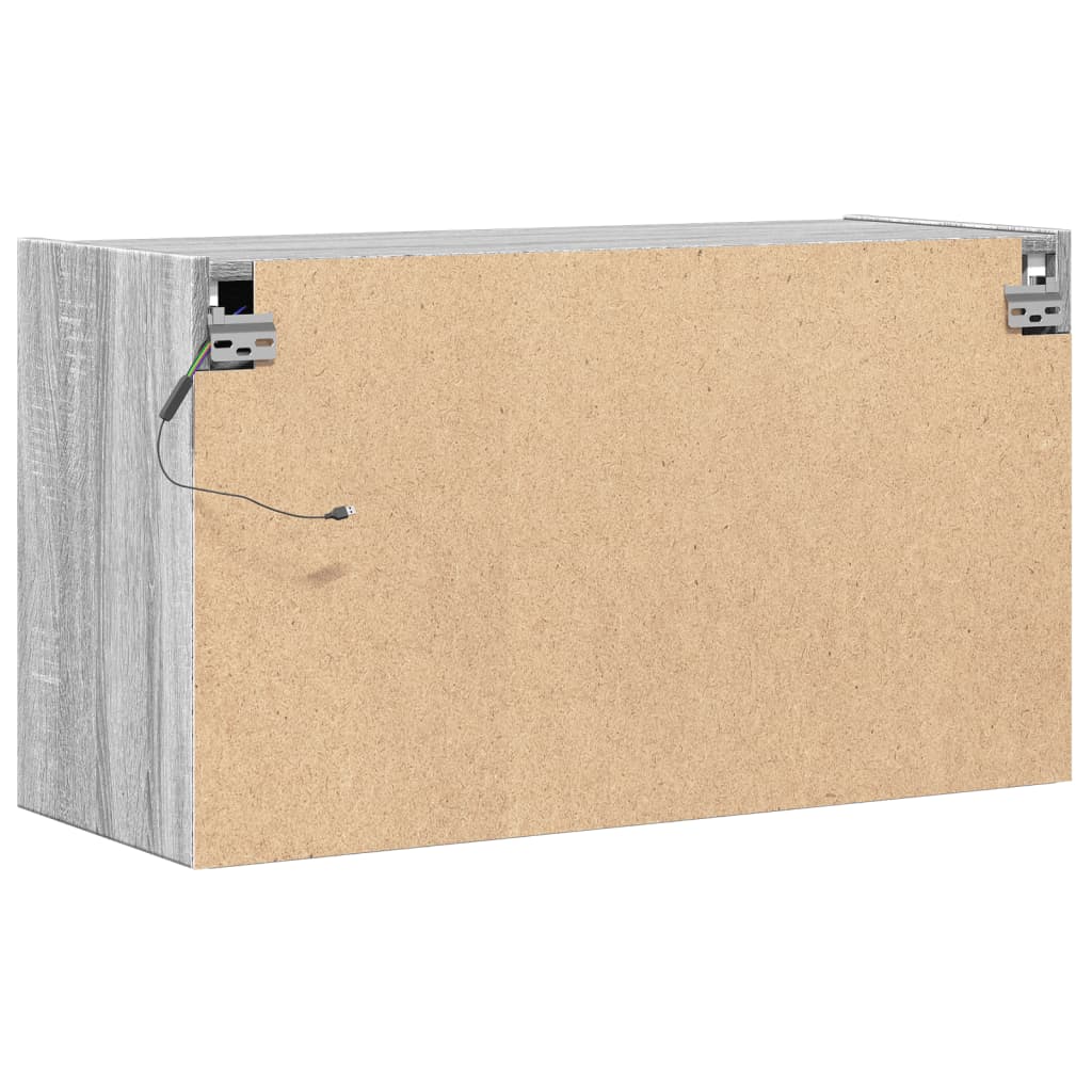 Wall Mounted TV Cabinet with LED Lighting Grey Sonoma 80 x 31 x 45 cm
