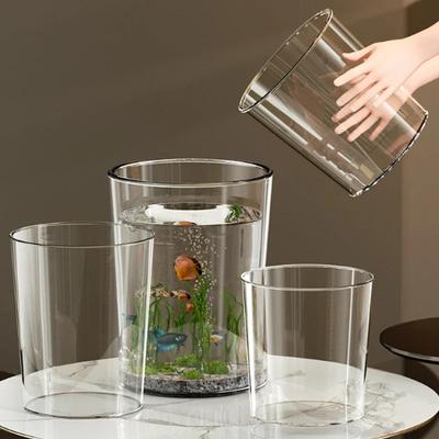 Simple Plastic Fish Tank Highly Transparent and Shatter-Resistant Round Imitating Glass Fish Tank Tabletop Small Aquarium Box