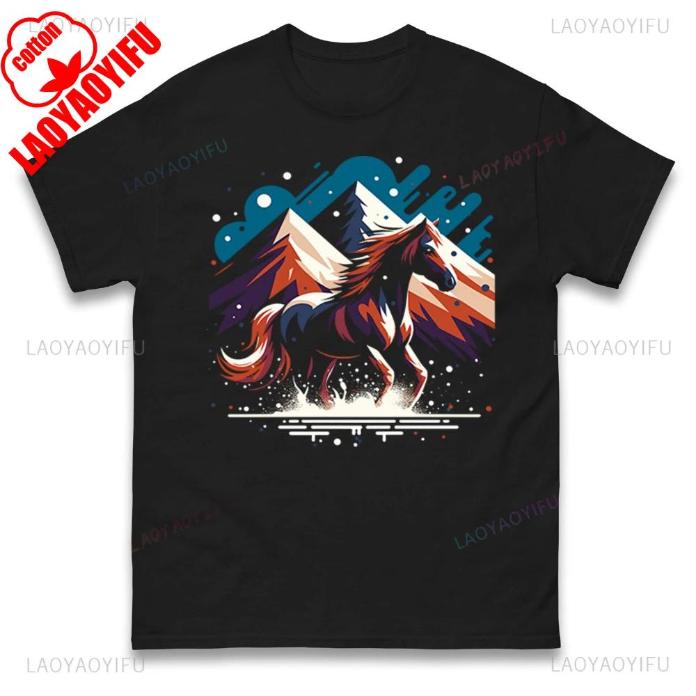 A Colourful Horse with Fantasy Markings Printed T Shirt Tops Bold and Creative Colorful Horse Graffiti Tops Tee Shirt Unisex Cotton 4XL