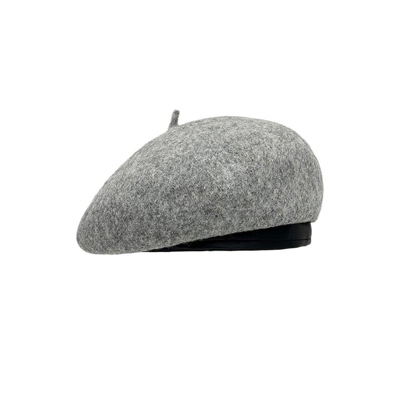 Wool dome beret female autumn and winter face small fashion temperament painter hat leather brim literary and art newspaper children's hat