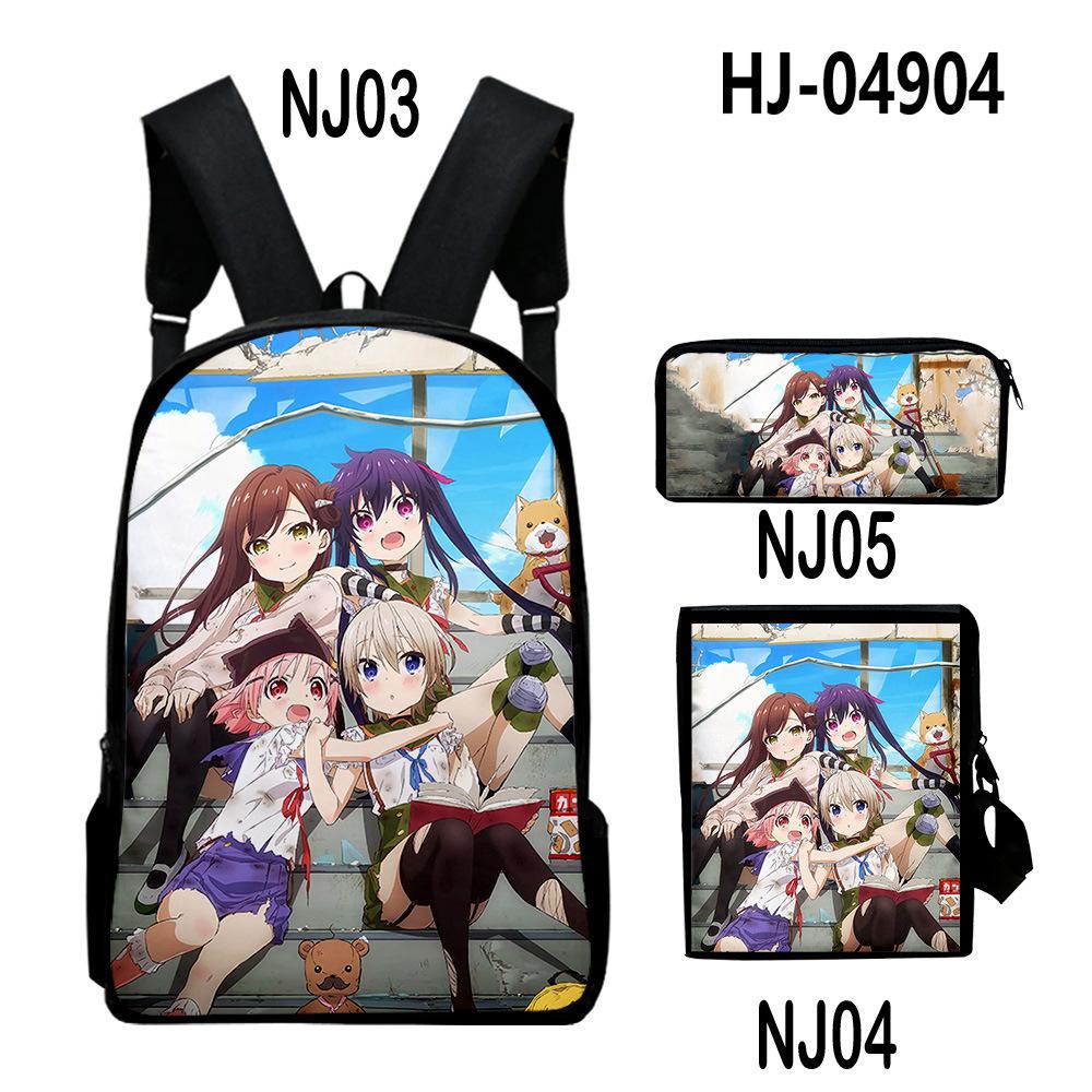 Classic Novelty School-Live 3D Print 3pcs/Set Pupil School Bags Laptop Daypack Backpack Inclined Shoulder Bag Pencil Case