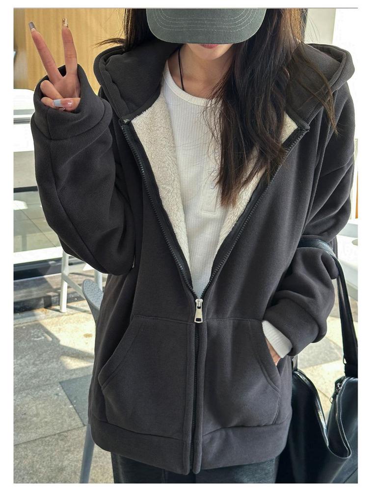 Women's Thickened Lambswool Fleece Zip Cardigan - Cozy Autumn Winter Sweatshirt 2025 Style