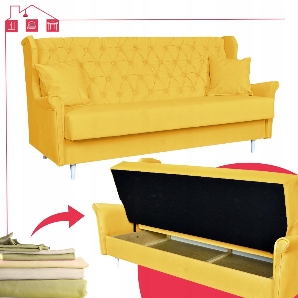 Yellow Sofa with Sleeping Function SOFA Velour GAJA Family Meble