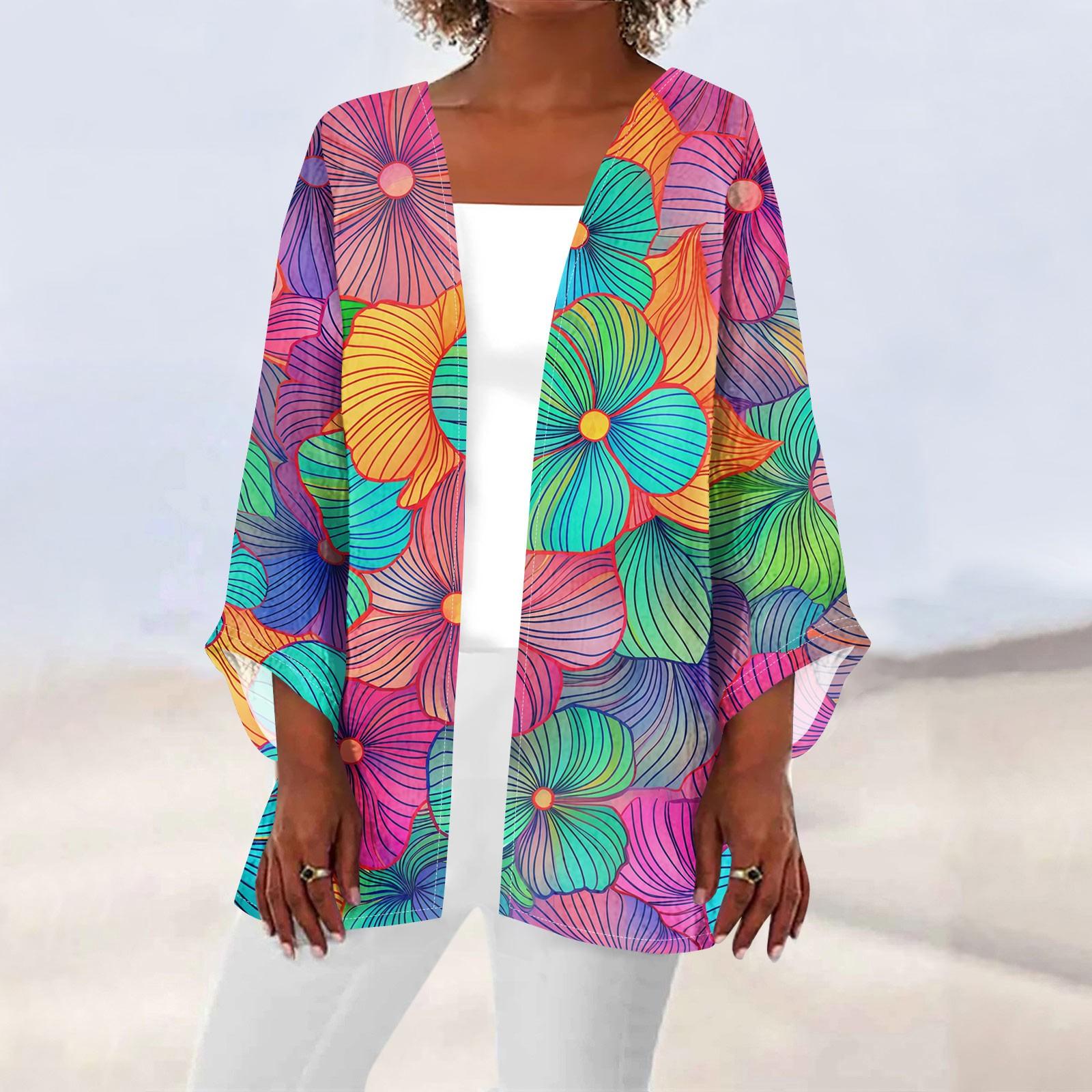 

Женская повседневная модная легкая куртка средней длины с принтом Caot в стиле ретро, ​​кардиган L