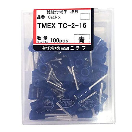 

Nichifu Terminal Industries Copper Wire Environmentally Friendly Insulated Crimp Terminal (TC Type) Rod Shape Blue TMEX TC-2-16-BLU