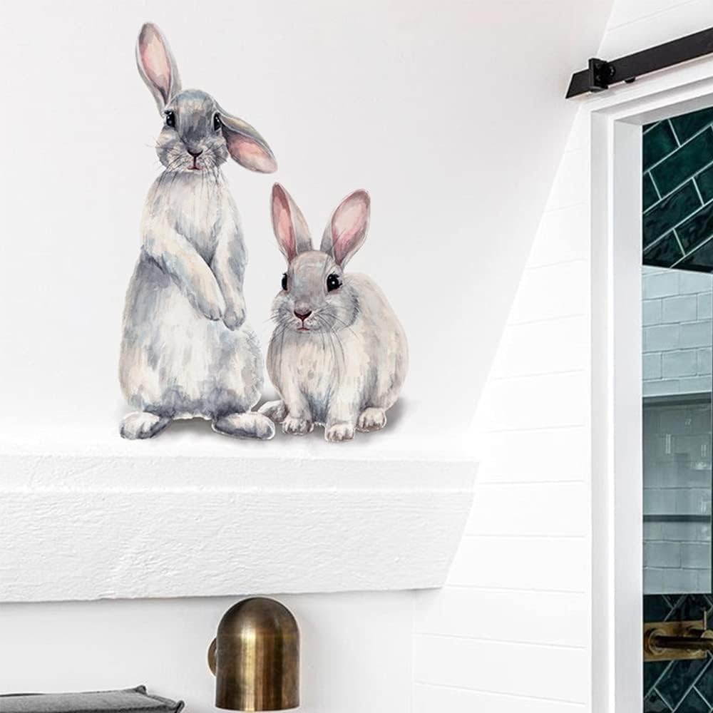 Wall Stickers Removable Vinyl Sticker Cute Animal 3D Bunnies Rabbits Decorative Wall Stickers Restaurant Shop for Living Room, Bedroom and Room Wall