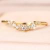 Delicate Gold Color Curved Zircon Band Ring for Women Wedding Banquet Daily and Party