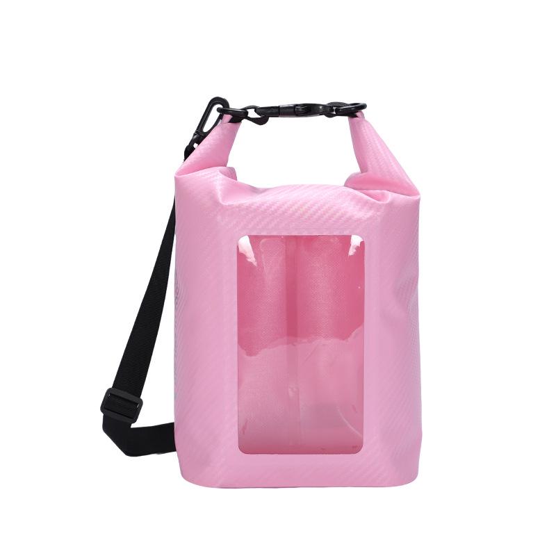 Trekking Waterproof Transparent Barrel Bag - Carbon Fiber Square Beach & Rafting Phone Storage