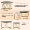 WF300416BAA) Moderner Kaffee-Beistelltisch, Kaffee-Tisch-Set Marmorfurnier Sofaseiten-Tischset Runde Beistelltische, Set mit 2 Stück, Goldfarbener Rahmen