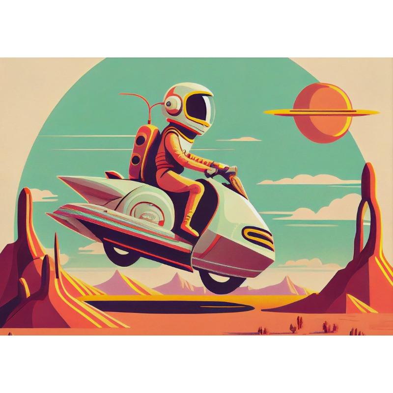 Mid-Century Retro Space S Pool Scene Astronauts Relaxing On Mars Poster Canvas Painting Wall Art Pictures Home Room Decor