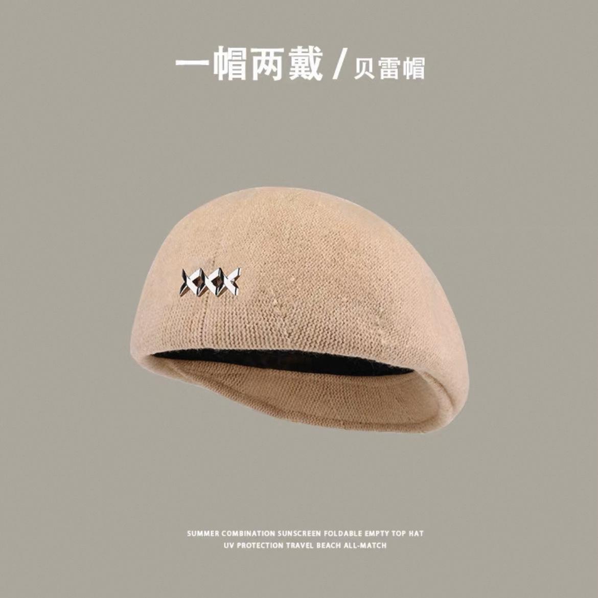 

Черный берет женский осенне-зимний универсальный шерстяной теплый шляпа для маленького лица большой окружности головы утиный язык вперед шляпа M（56-58cm）