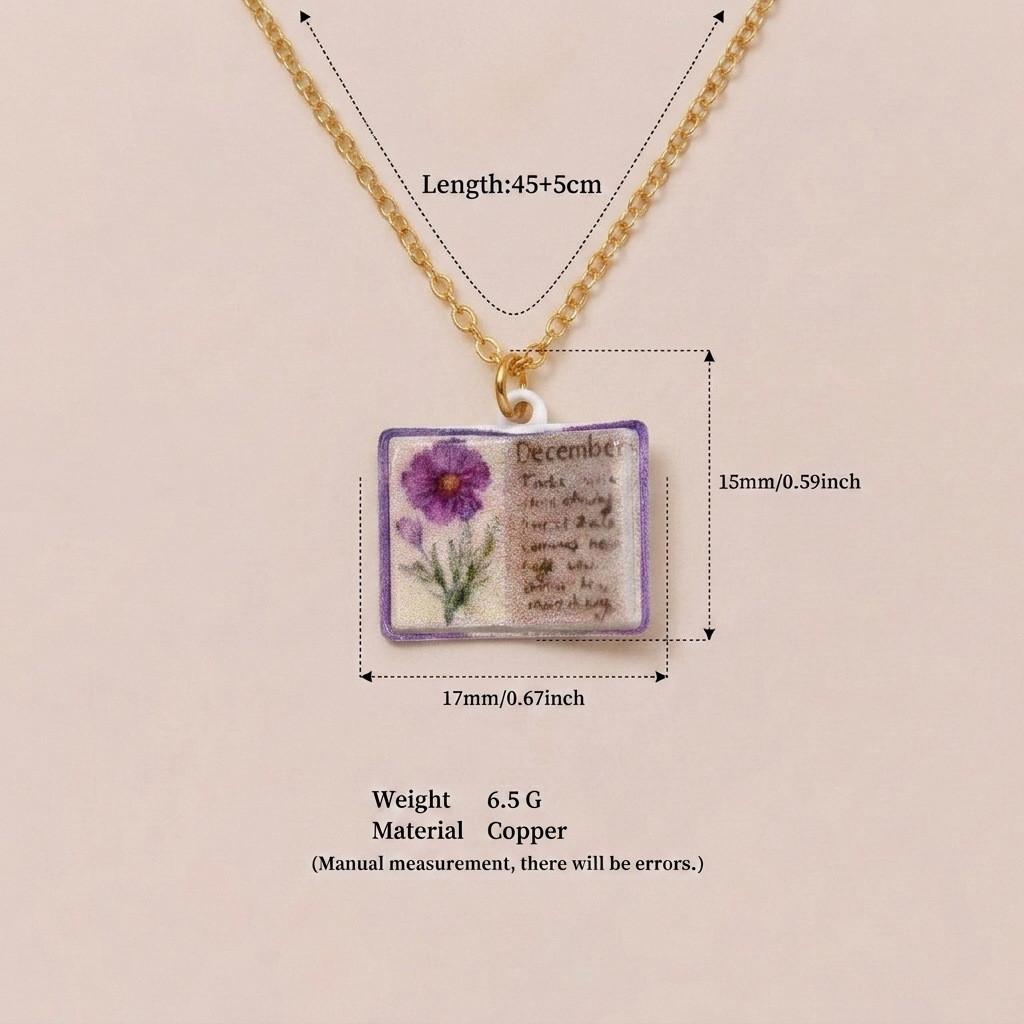 Retro Copper Heart Necklace For Ladies With Dainty Book Charm And Melodic Elements