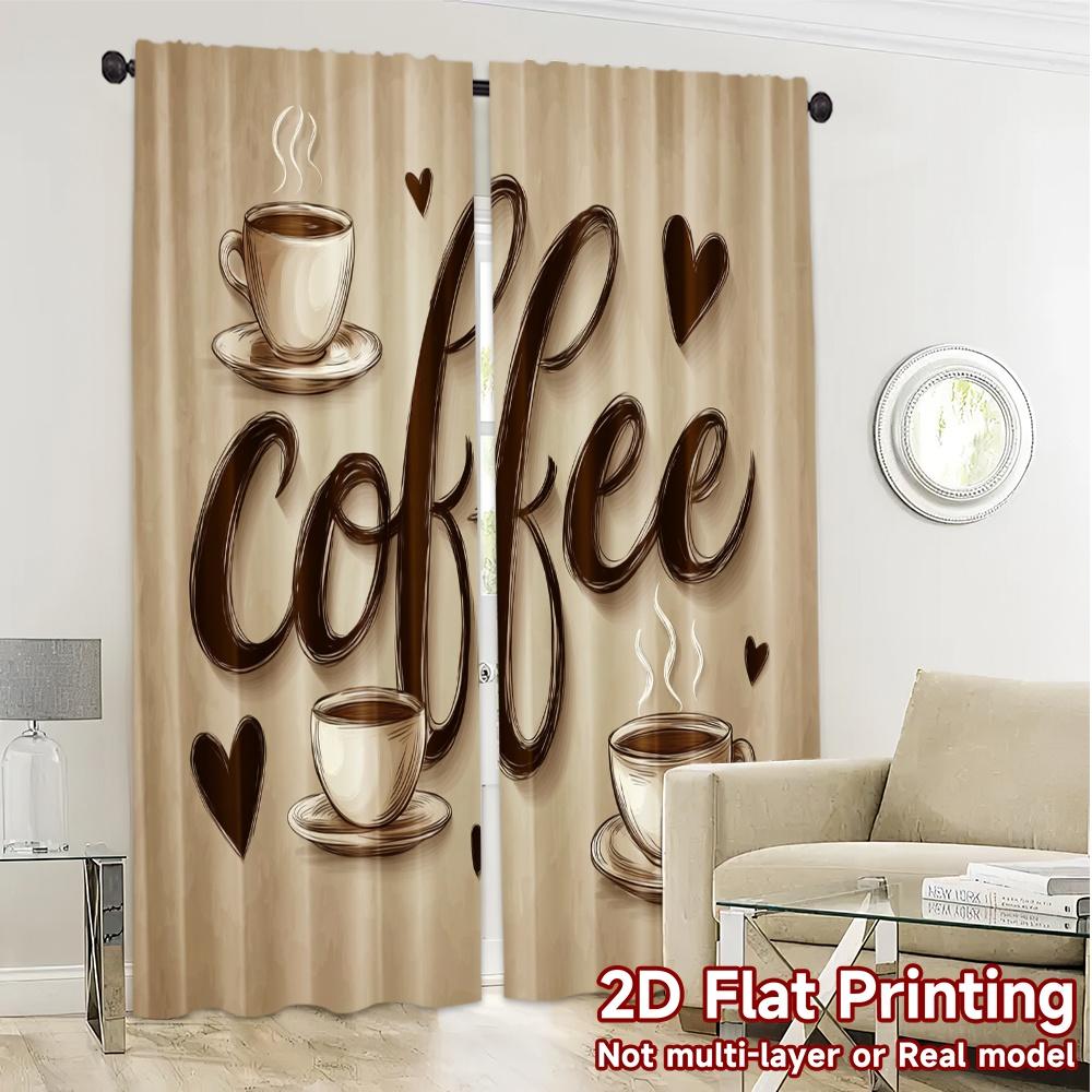 Flat Printing Curtains Without Rod Coffeelovers Curtain Fabric Versatile Polyester Home Decor Ldeal Set Of 2 Modern Made Washable
