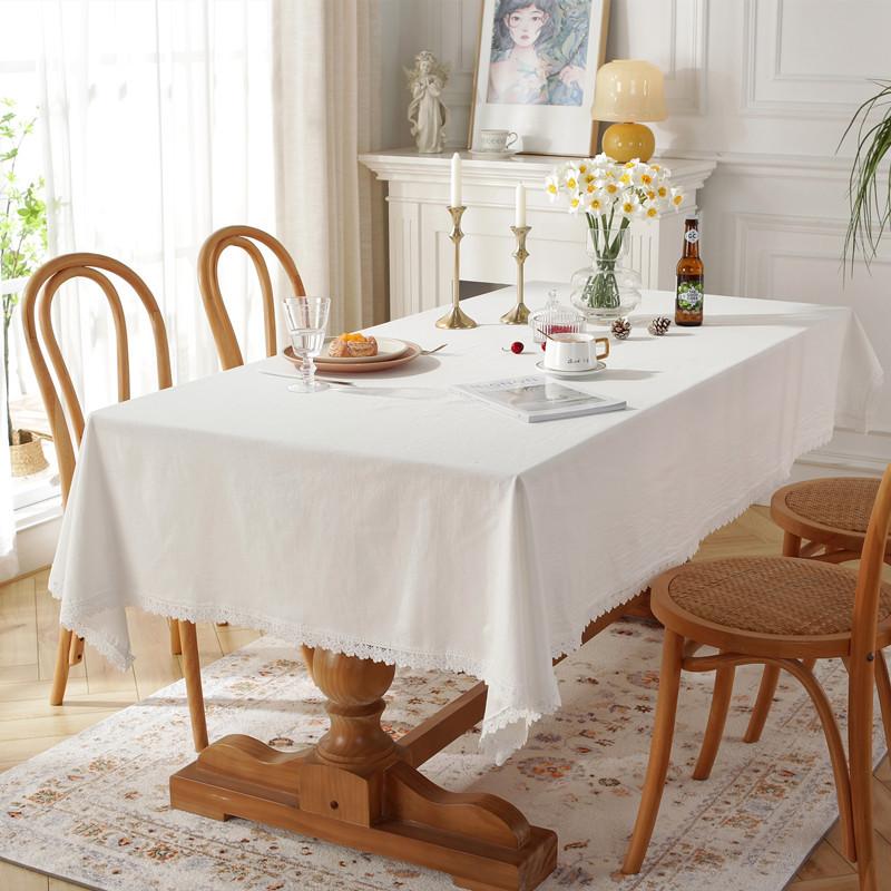 Modern Simple Solid Color Cotton Washed Cotton Red Green Christmas White Small Flower Coffee Table Tablecloth Dining Table Cloth