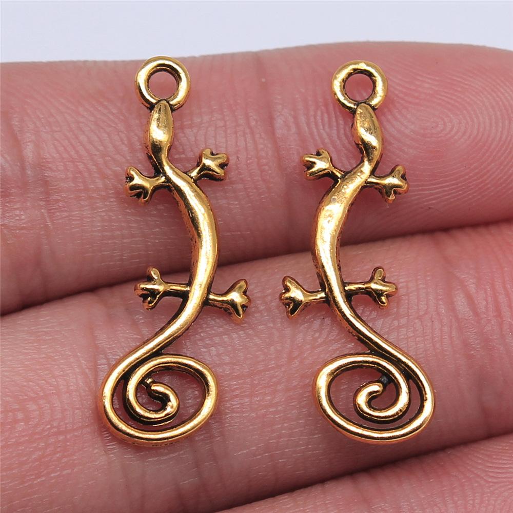 10pcs Charms Chameleon Gecko House Lizard Handmade Craft Pendant Making Vintage Tibetan Bronze Silver Color DIY For Necklace