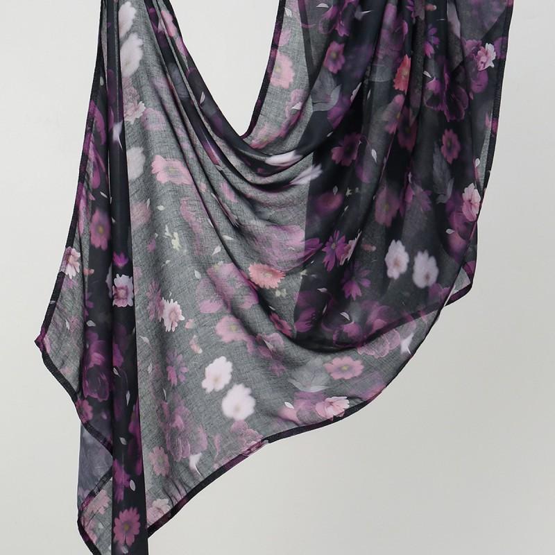 Ins Style Printed Thin Gauze Scarf Personalized All-match Sunscreen Large Shawl Long Women's Headscarf