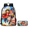 15 Inch 2-in-1 One Piece Anime Backpack, Lightweight Durable School Daypack with Pencil Case, Casual Bag for Boys Girls Age 6-10