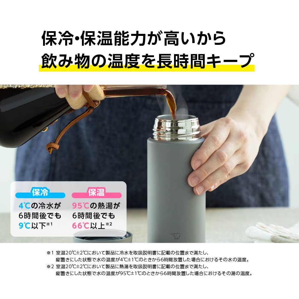 Zojirushi Stainless Steel Tumbler 360ml, Seamless Lid, Sand Beige, Easy to Clean, Integrated Stopper and Gasket, 2 Parts to Wash, SM-ZB36-CM