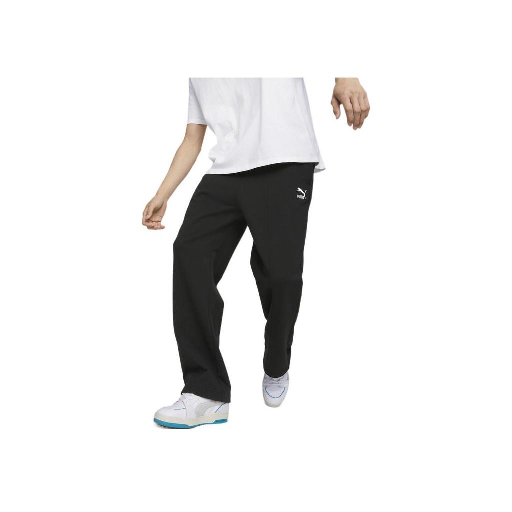 Puma Solid Color Logo Print Drawstring Cotton Side And Back Zipper Pocket Sports Pants Men Pants Black 53769301