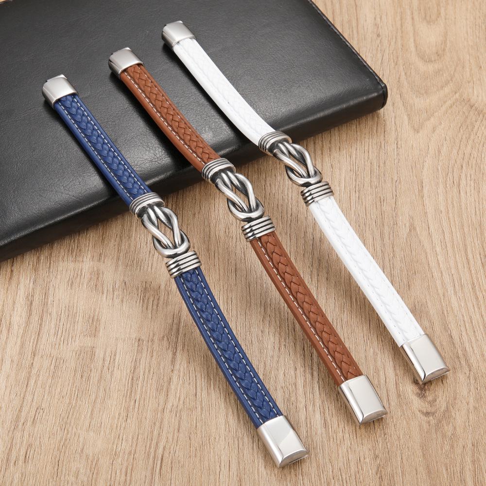 Herren Geflochtenes Lederarmband mit Magnetverschluss aus Edelstahl – Europäisches & Amerikanisches Modeaccessoire