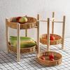 Bamboo Tiered Hanging Basket with Flower Fruit Plate Set