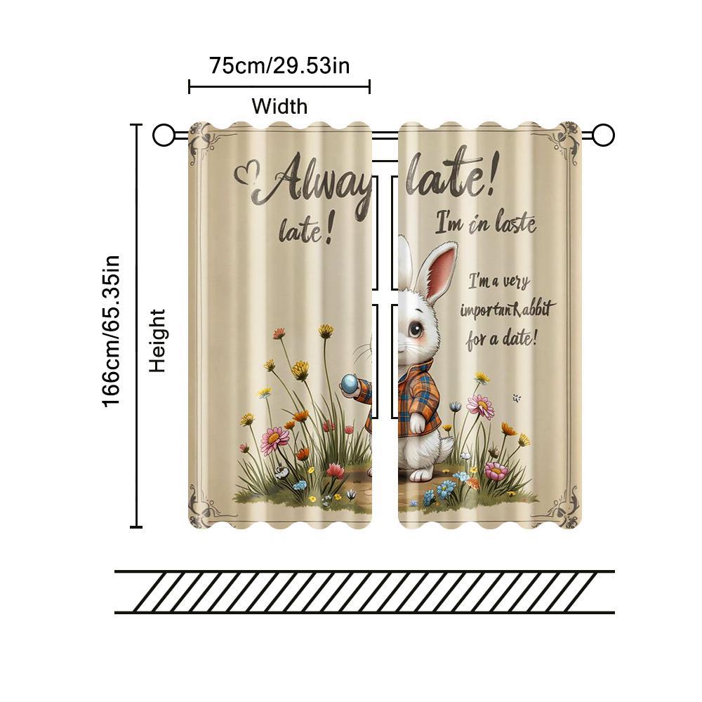 2 pcs   filtering curtains (excluding rods   non-movable   without batteries) A picture of a rabbitbackgroundsuitable for use in