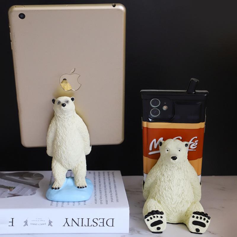 Creative Resin Polar Bear Phone and Tablet Stand Holder Craft