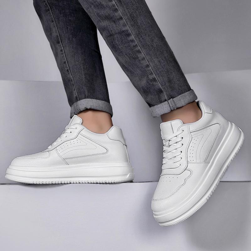 Lift Sneakers Leather Elevator Shoes Men Height Increase Insoles 6cm Women Plus Size 36-46