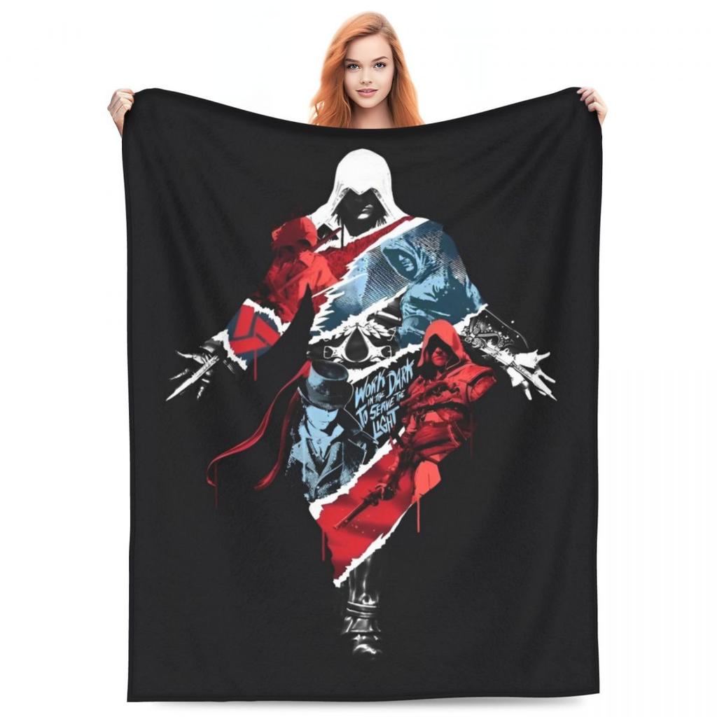 A-Assassins Creed Knitted Blanket Velvet Action Adventure Soft Throw Blanket for Bedroom Sofa Bedspread