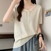 Navava Women Lovely Lace Round Neck Short Sleeve Knit Nk3076