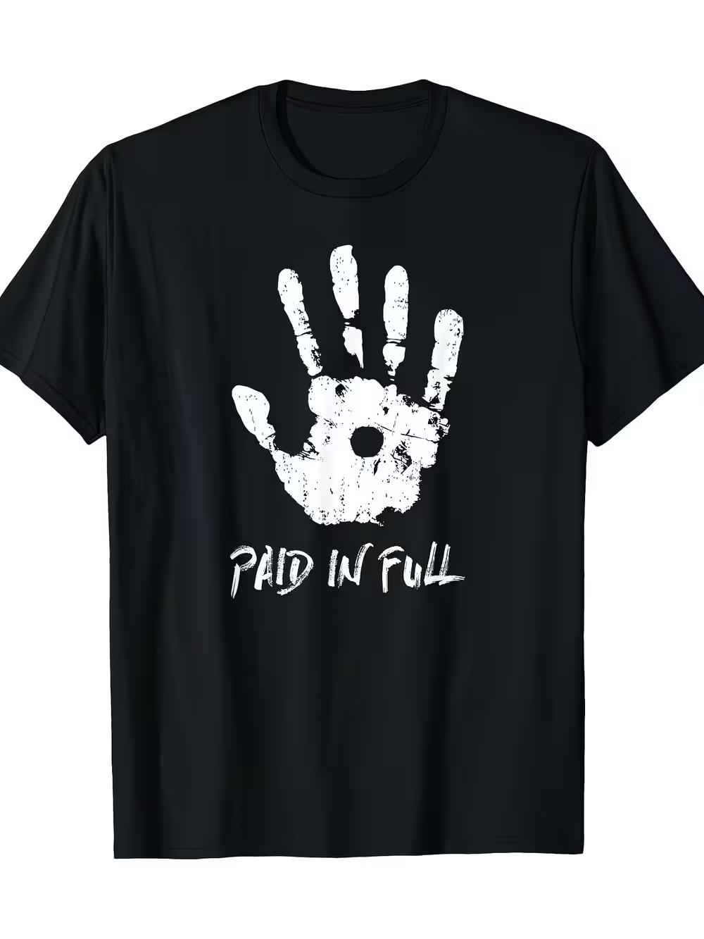

Мужская христианская футболка - Смелый принт PAID IN FULL (Оплачено полностью) с отпечатком руки и символом Конфирмации - Свободный крой, выразительная футболка, подходящая для церкви XXXXL