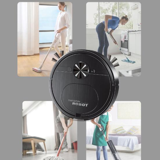 Sweeping Robot Slim Body Compact with Extended Brush Design Cleaner USB Charging 3-in-1 Sweeping Robot for Household
