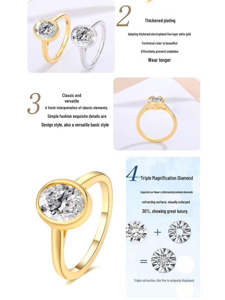 S925 Sterling Silver Moissanite Ring for Women, Irregular Egg Shape, High-End Design