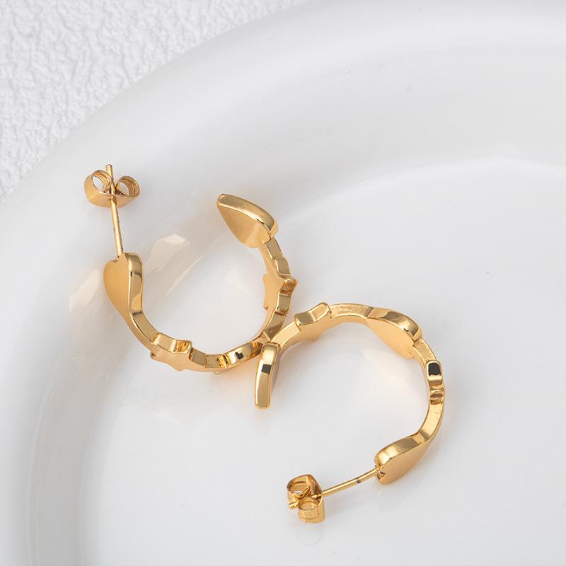 

Gold Tone Titanium Steel Heart & Star Earrings for Women