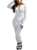 Women's Ribbed Elastic Slim-fit Long Sleeve Sport Yoga Jumpsuit with Invisible Zipper