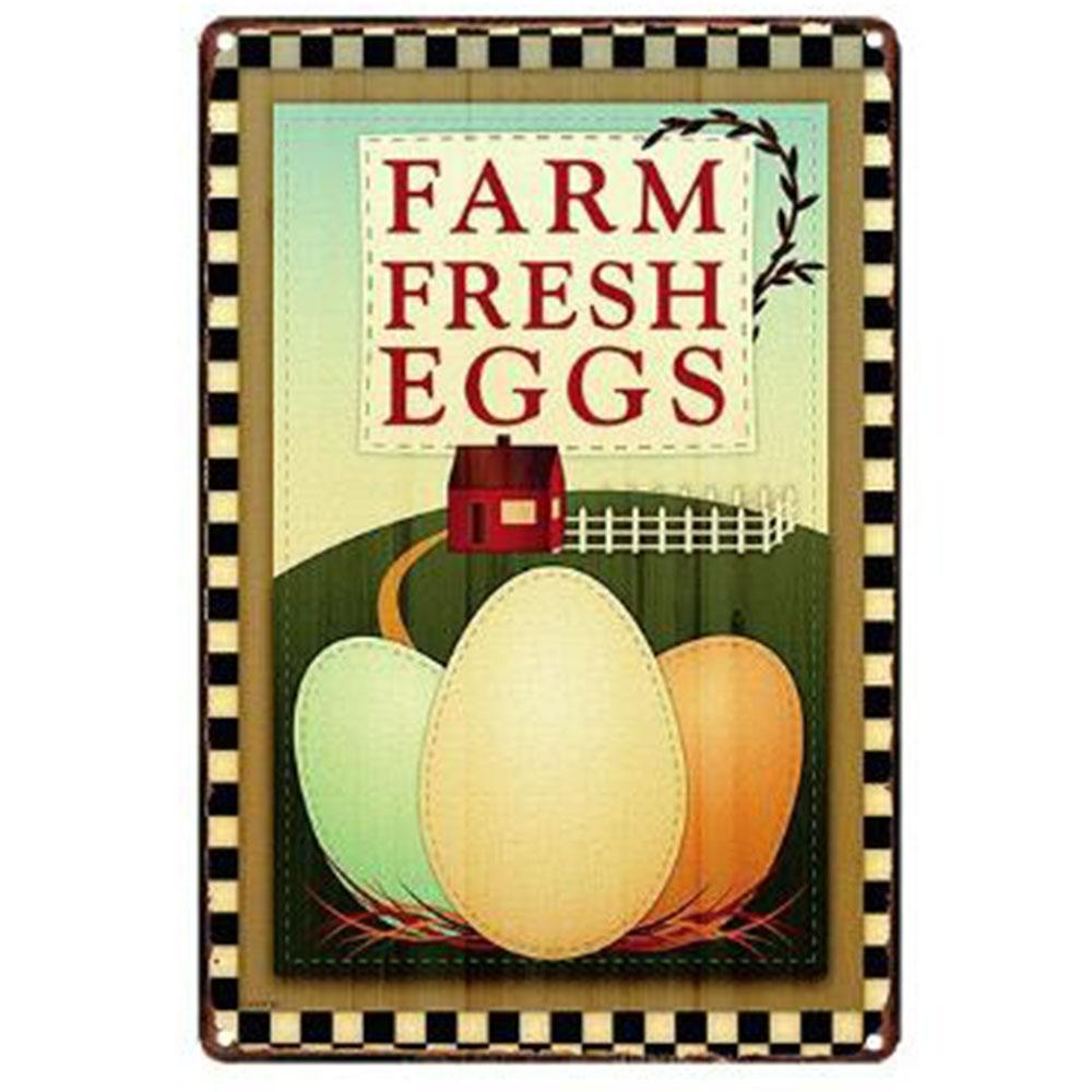 Farm Fresh Eggs Metal Tinplate Sign Poster Chicken Egg Shabby Chic Tin Signs Metal Plate 20x30cm