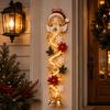 Weihnachts Leuchtende Türhänger Dekoration LED Beleuchtetes Ornament Mit Glocke Schneeflocke Schleife Grünzeug Vertikale Dekoration Für Veranda Eingangsbereich
