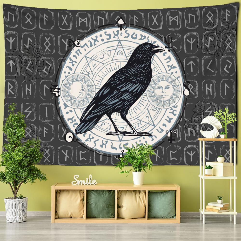 Crow Pattern Tarot Card Tapestry Wall Hanging Tapiz Hippie Witchcraft Mystery Constellation Art Dormitory Home Decor