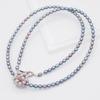 Used X915 Freshwater Pearl Pearl STERLING SILVER Engraved Necklace Blue Gray Purple Color Design Silver June Birthstone