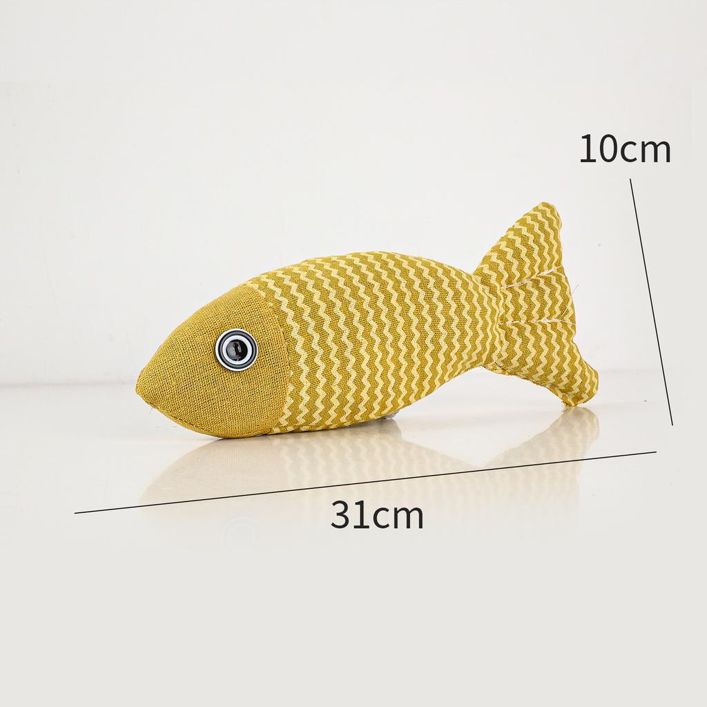 New Pippi Amoy Plush Cat Toy Wave Fish with Mint, Cat Self-hi Pet Toy