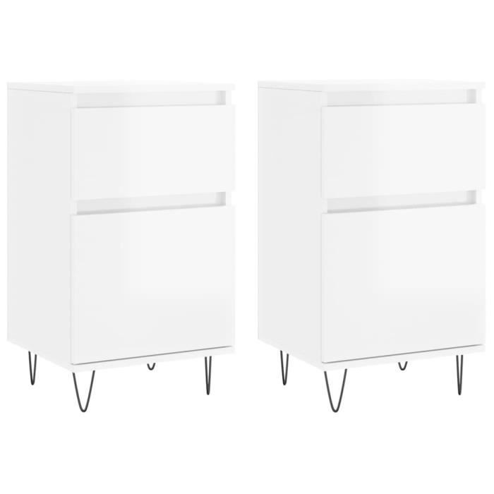 VidaXL Buffets 2 Pcs Glossy White 40x35x70 Cm Engineered Wood 831153