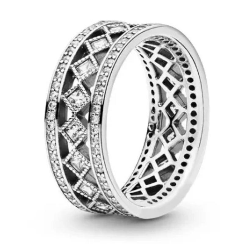 Love hollow heart-shaped bow all white size 6 7 8 9 ring 925 sterling silver ring wedding fashion high-end jewelry women 2026