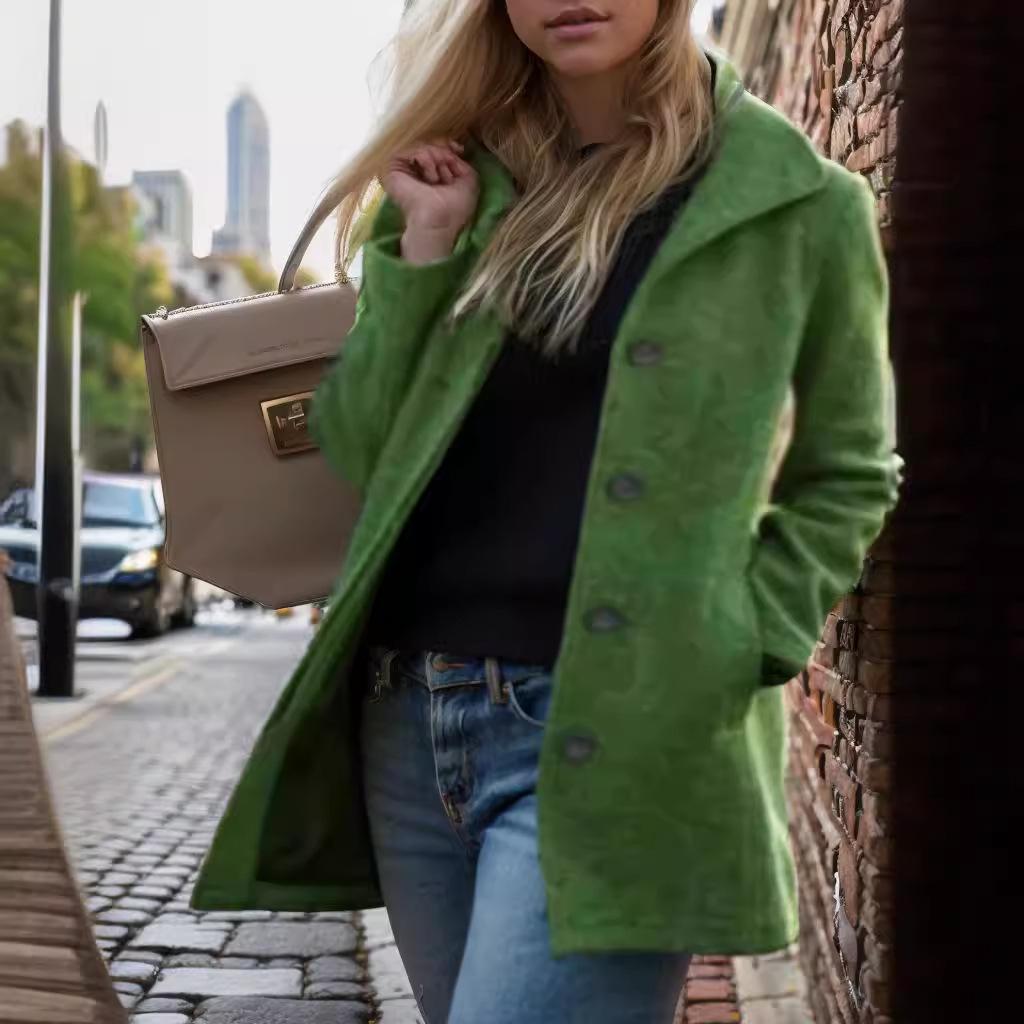 

Новая женская одежда ретро шерстяное пальто средней и длинной длины осень и зима облегающее шерстяное пальто XXXL