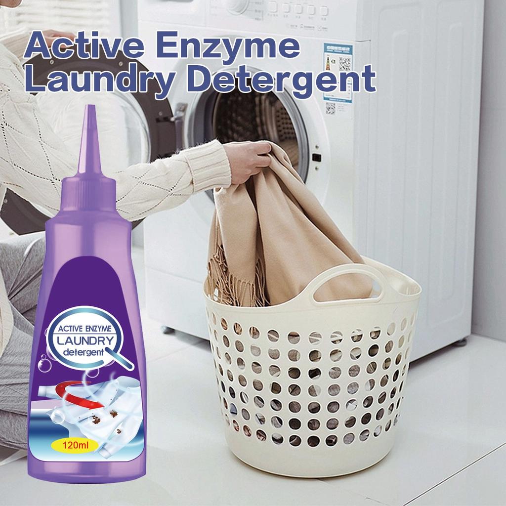 Enzyme Laundry Stain Remover, 120ml Shirt Garment Stubborn Stain Cleaner Oil Remover, Enzyme Clothing Stain Remover Collar Stain Removal